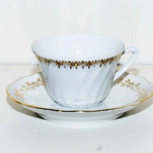 Tasse et soucoupe - liseré doré fleuri